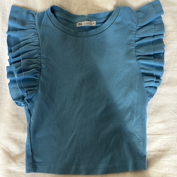 Zara Tops - Zara Blue Ruffle Sleeve Top
